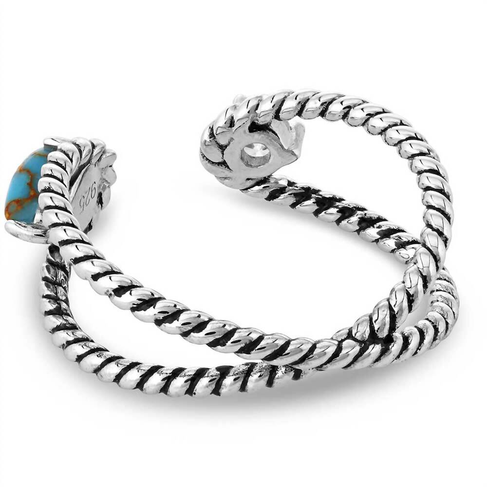 NEW MONTANA SILVERSMITHS women's stars and sky crystal open ring in turquoise st